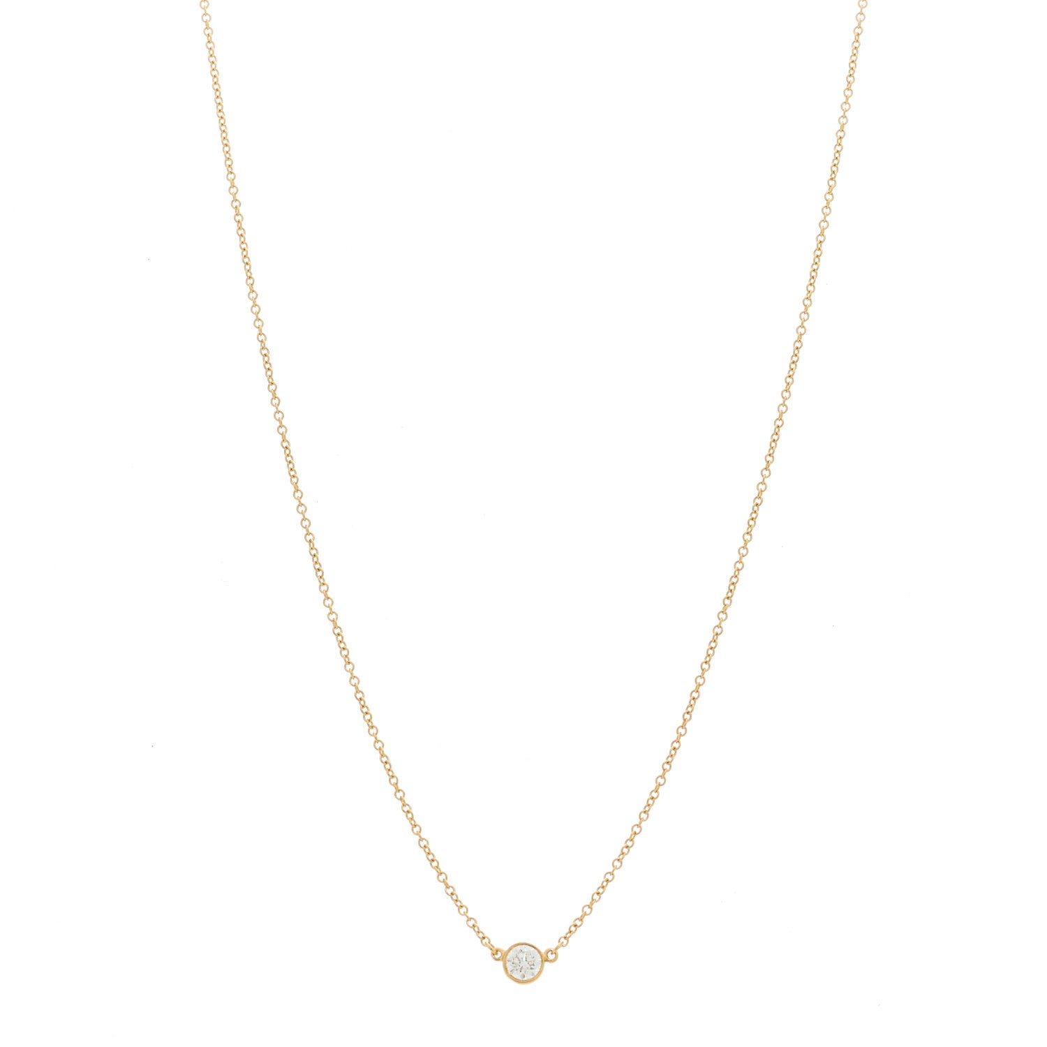 Tiffany 18K Yellow Gold Diamond .17ct Elsa Peretti Diamonds by the Yard Pendant Necklace 1 of 6