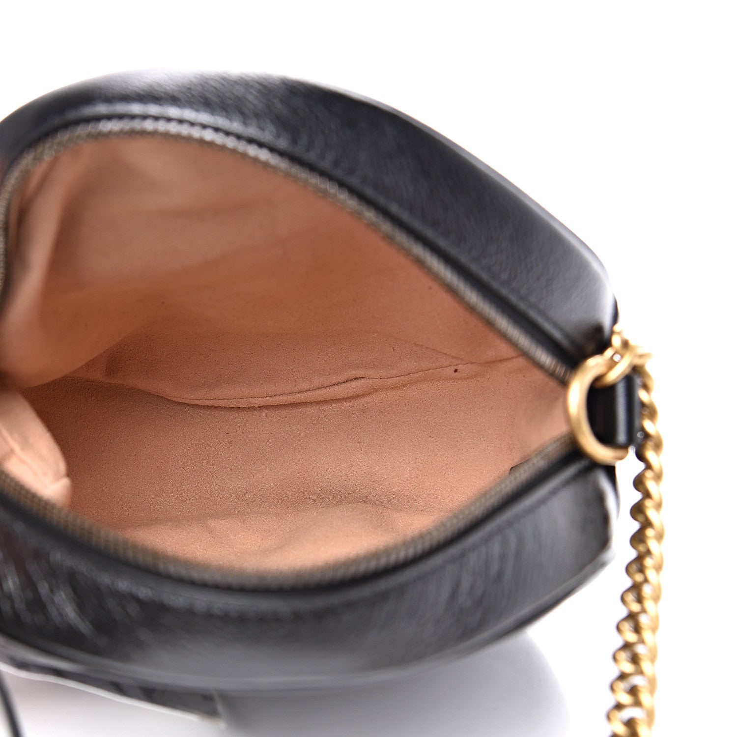Gucci Azalea Calfskin Matelasse Heart Mini GG Marmont Round Shoulder Bag Black 4 of 9