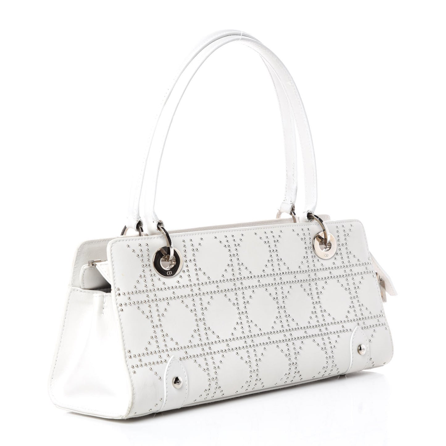 Calfskin Cannage Studded East West Lady Dior White