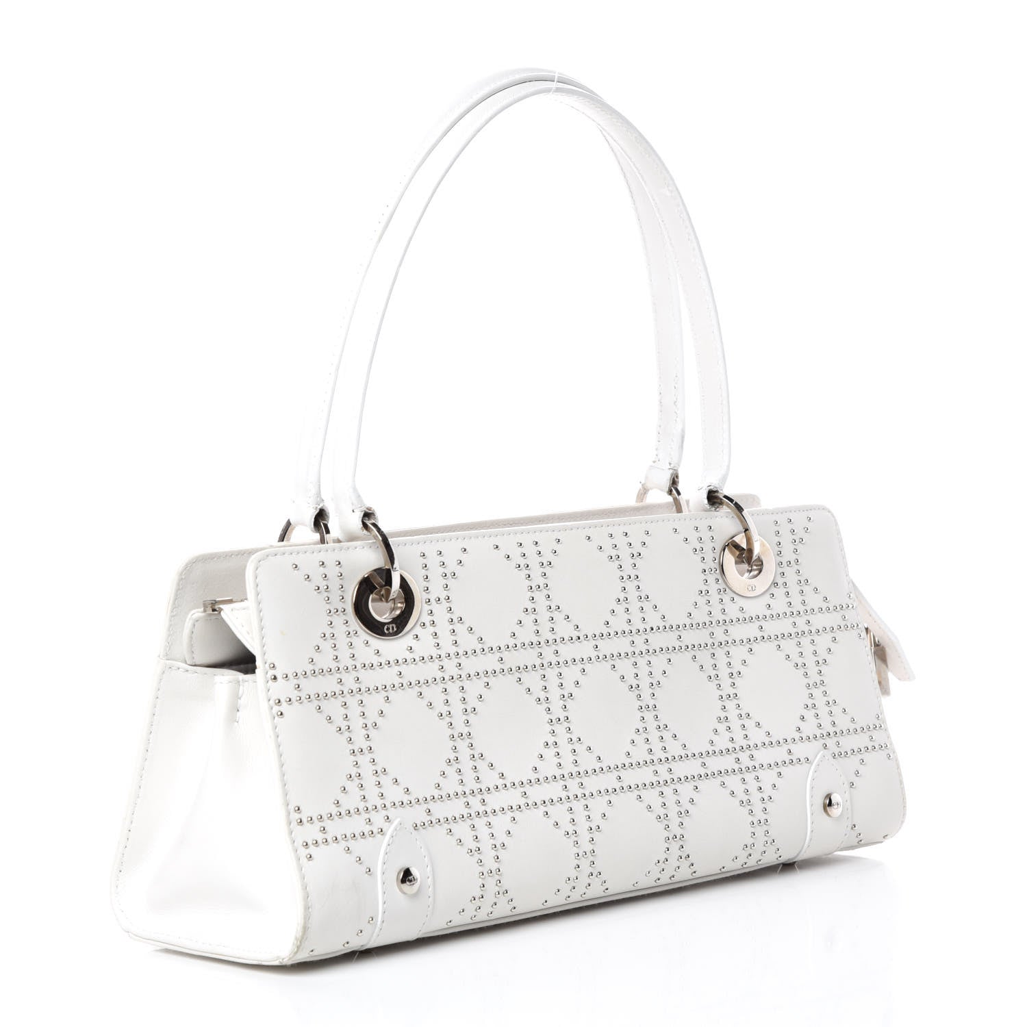 Christian Dior Calfskin Cannage Studded East West Lady Dior White 4 of 25