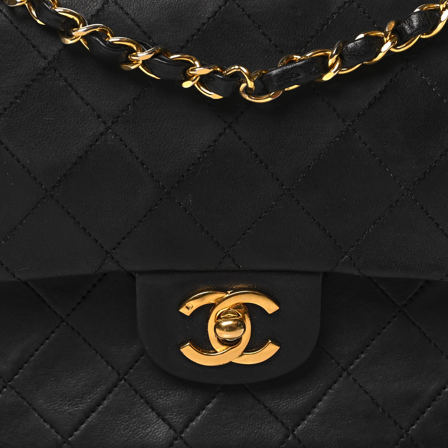 Chanel Lambskin Quilted Medium Double Flap Black 8 of 12
