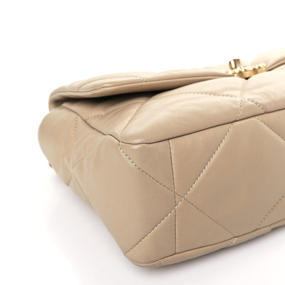 Chanel Lambskin Quilted Large Chanel 19 Flap Dark Beige 7 of 9