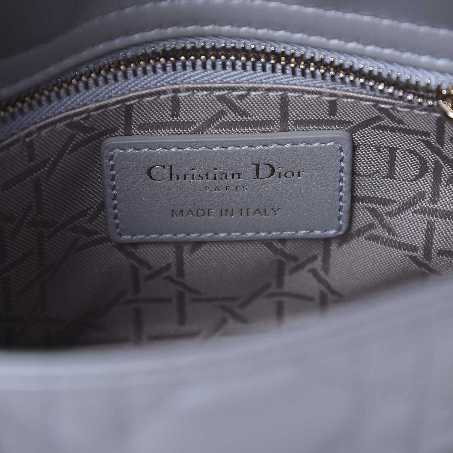 Metallic Lambskin Cannage Mini Lady Dior Grey