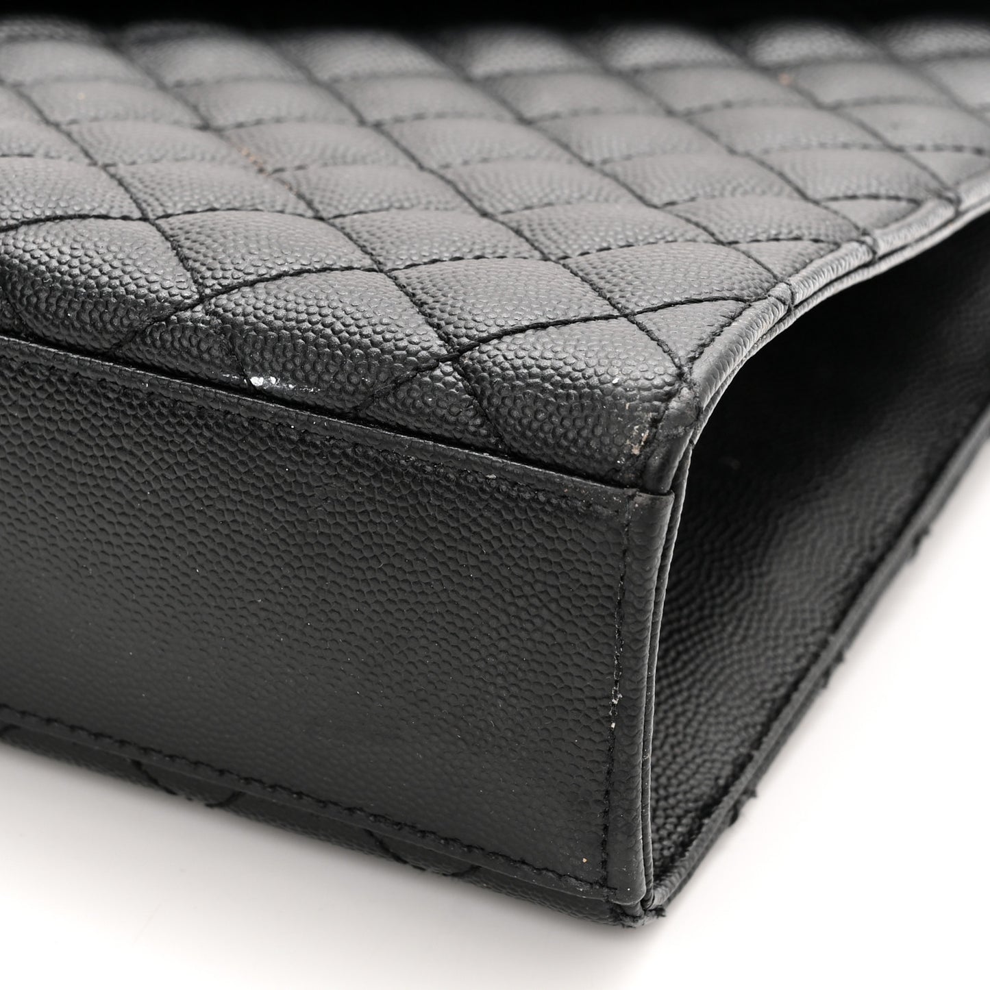 Grain De Poudre Textured Mixed Matelasse Large Triquilt Monogram Monochrome Satchel Black