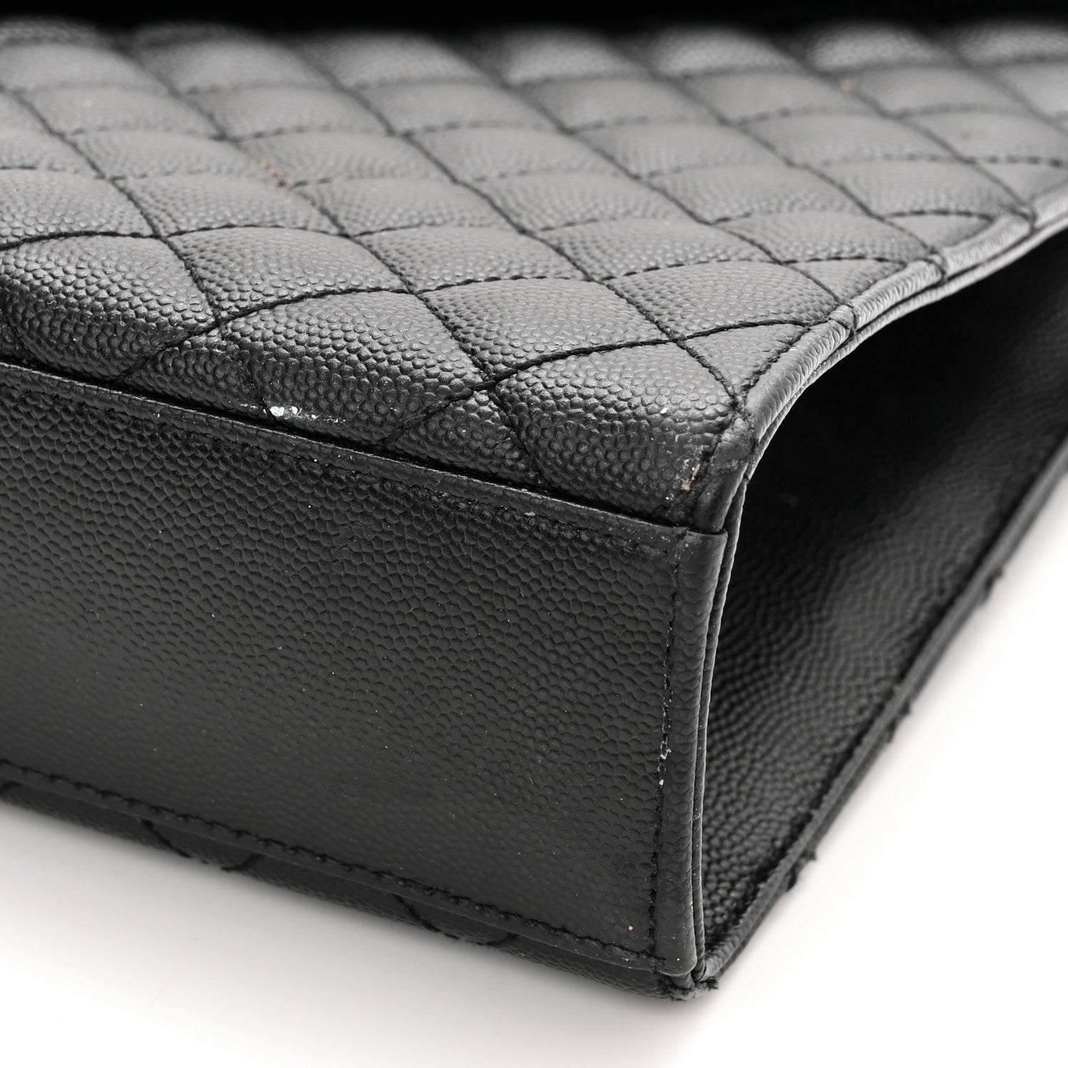 Saint Laurent Grain De Poudre Textured Mixed Matelasse Large Triquilt Monogram Monochrome Satchel Black 11 of 21