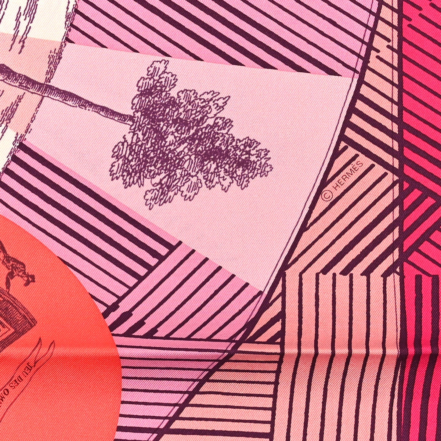 Silk Jeu Des Omnibus Remix Scarf 90 Rose Corail Fuchsia