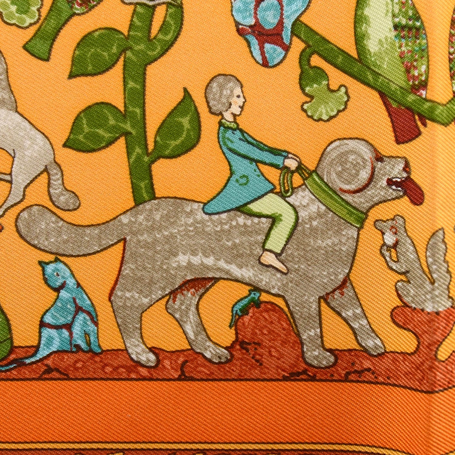 Hermes Silk Early America Pocket Square Scarf 1 of 7