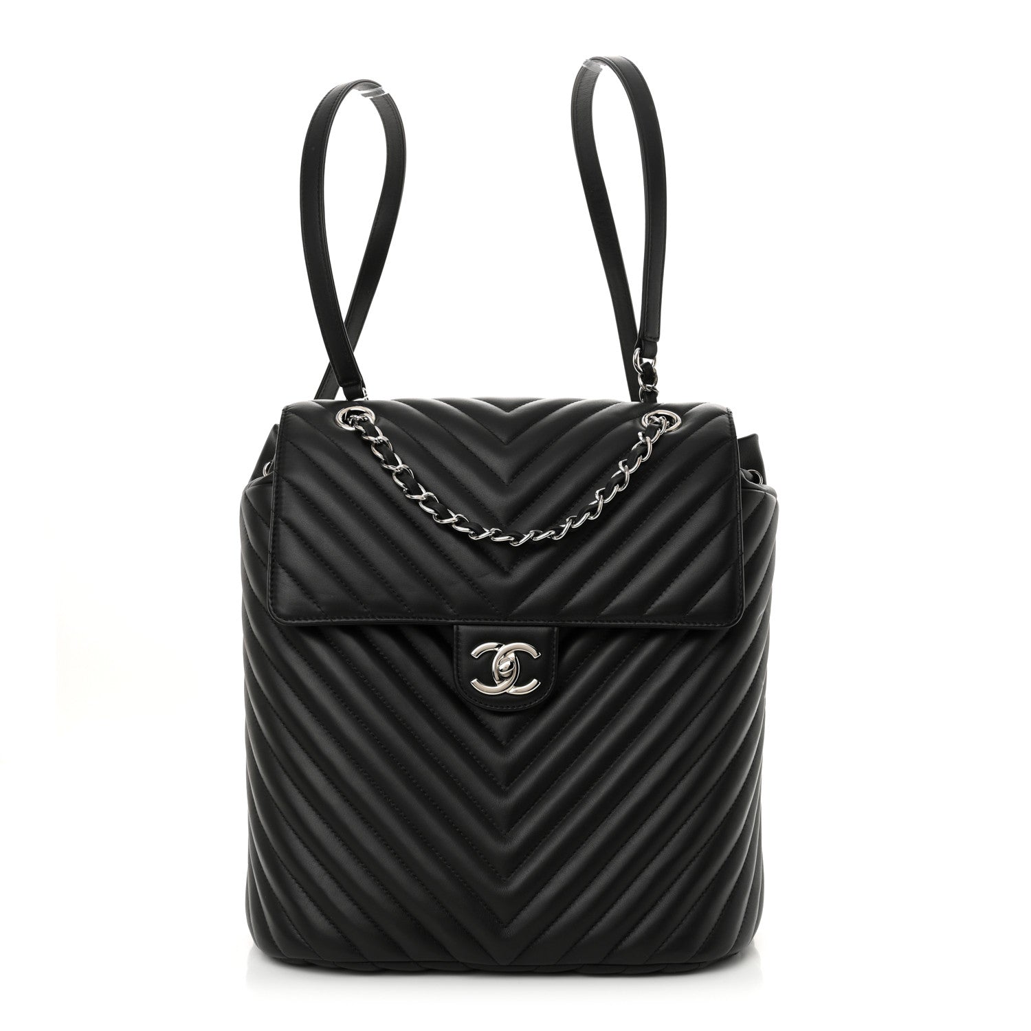 Chanel Calfskin Chevron Quilted Large Urban Spirit Backpack Black 1 of 11