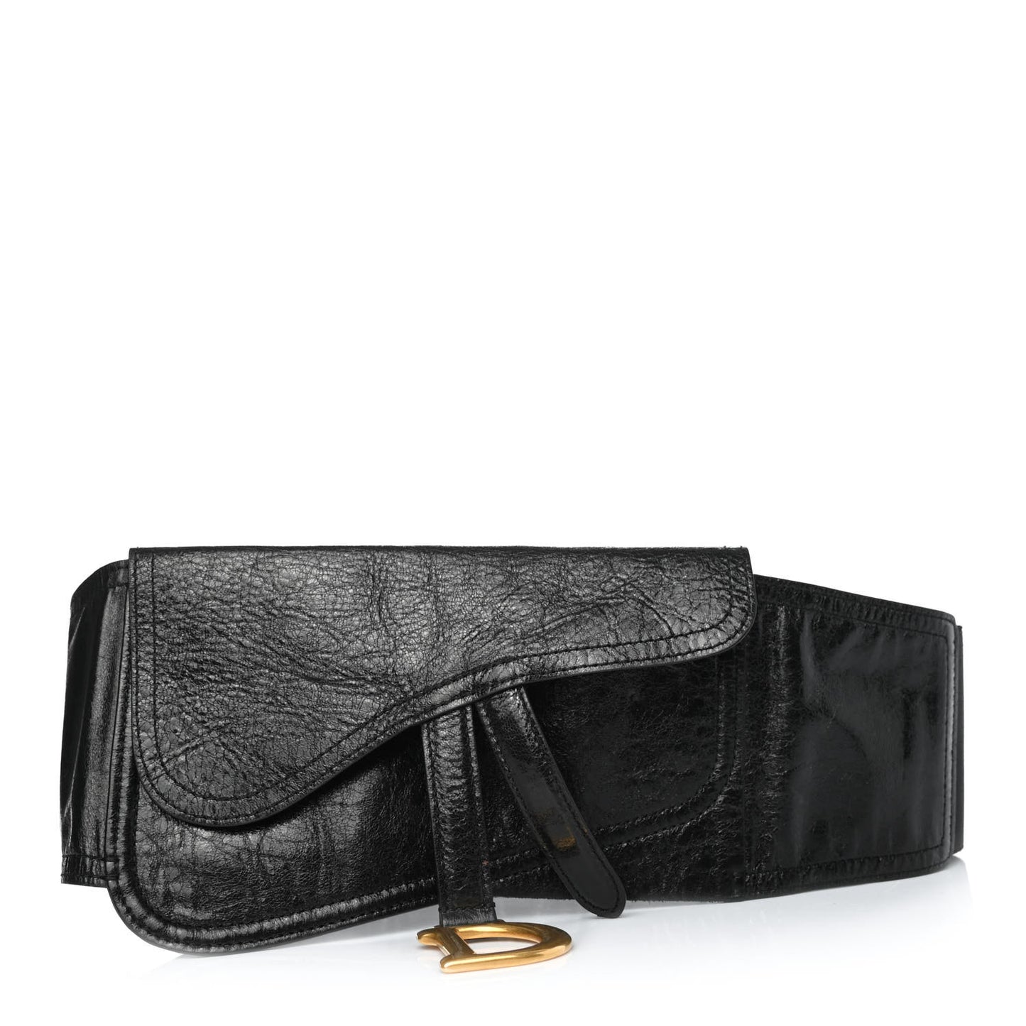 Crinkled Lambskin 135mm Saddle Belt Black