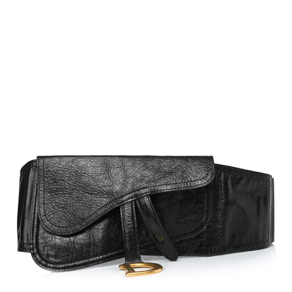 Christian Dior Crinkled Lambskin 135mm Saddle Belt Black 1 of 4
