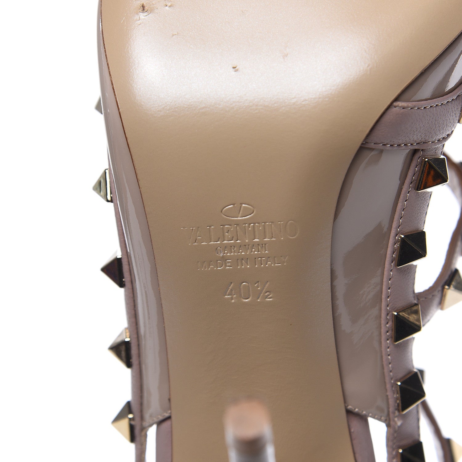 Valentino Garavani Patent Rockstud Ankle Strap Pumps 40.5 Poudre 6 of 9