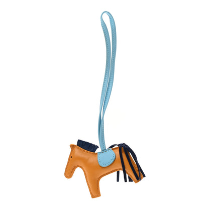 Hermes Milo Lambskin Grigri Rodeo Horse Bag Charm PM Naturel Bouton D'Or Celeste Bleu Saphir 1 of 3