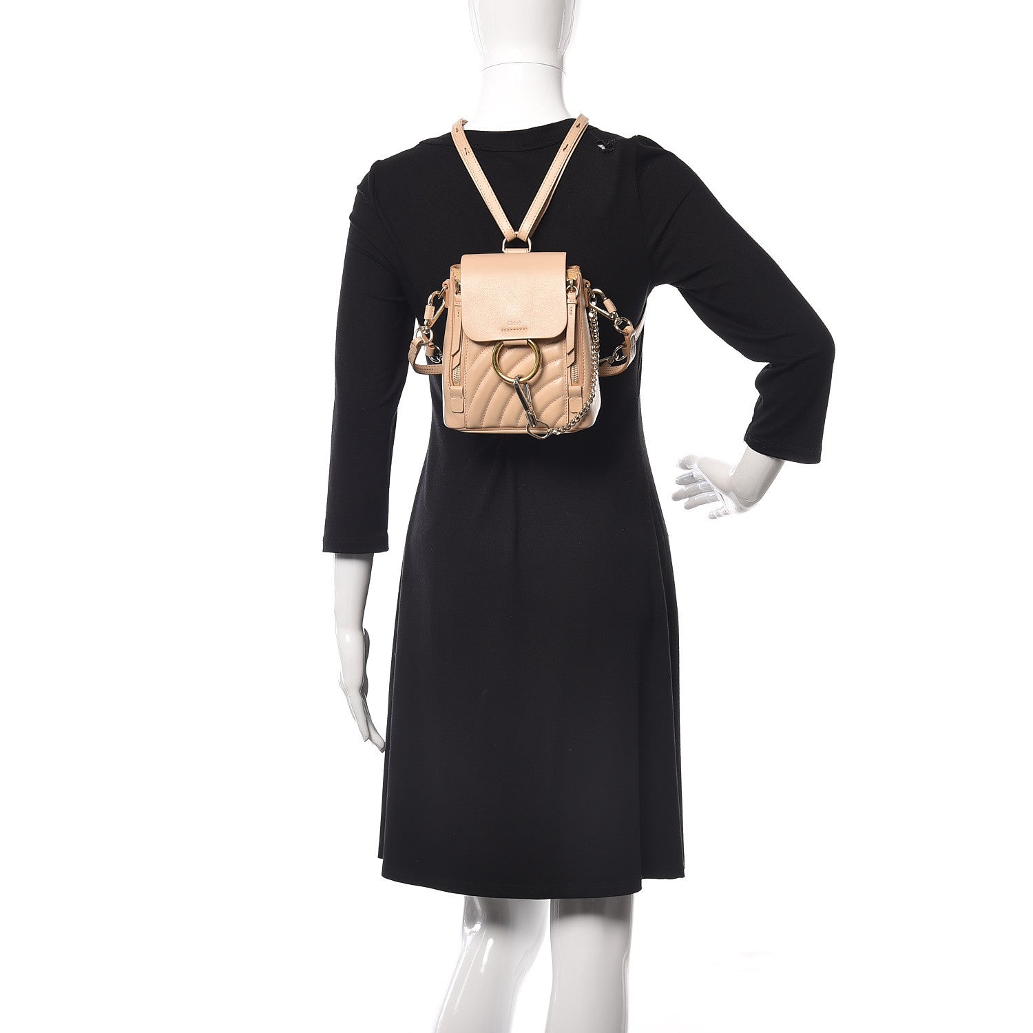 Chloe Calfskin Quilted Mini Faye Backpack Pearl Beige 3 of 12