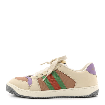 Gucci Moire Fabric Nubuck Web Womens Screener Sneakers 38 Cinnamon Dusty Milk New Lavender 1 of 10
