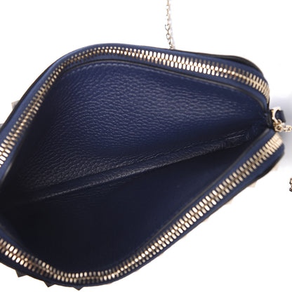 Valentino Garavani Pebbled Calfskin Rockstud Chain Pouch Shoulder Bag Peacock 8 of 10