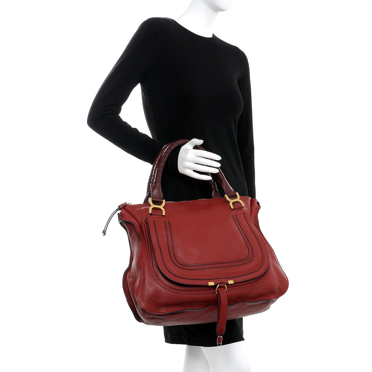 Calfskin Large Marcie Satchel Garnet