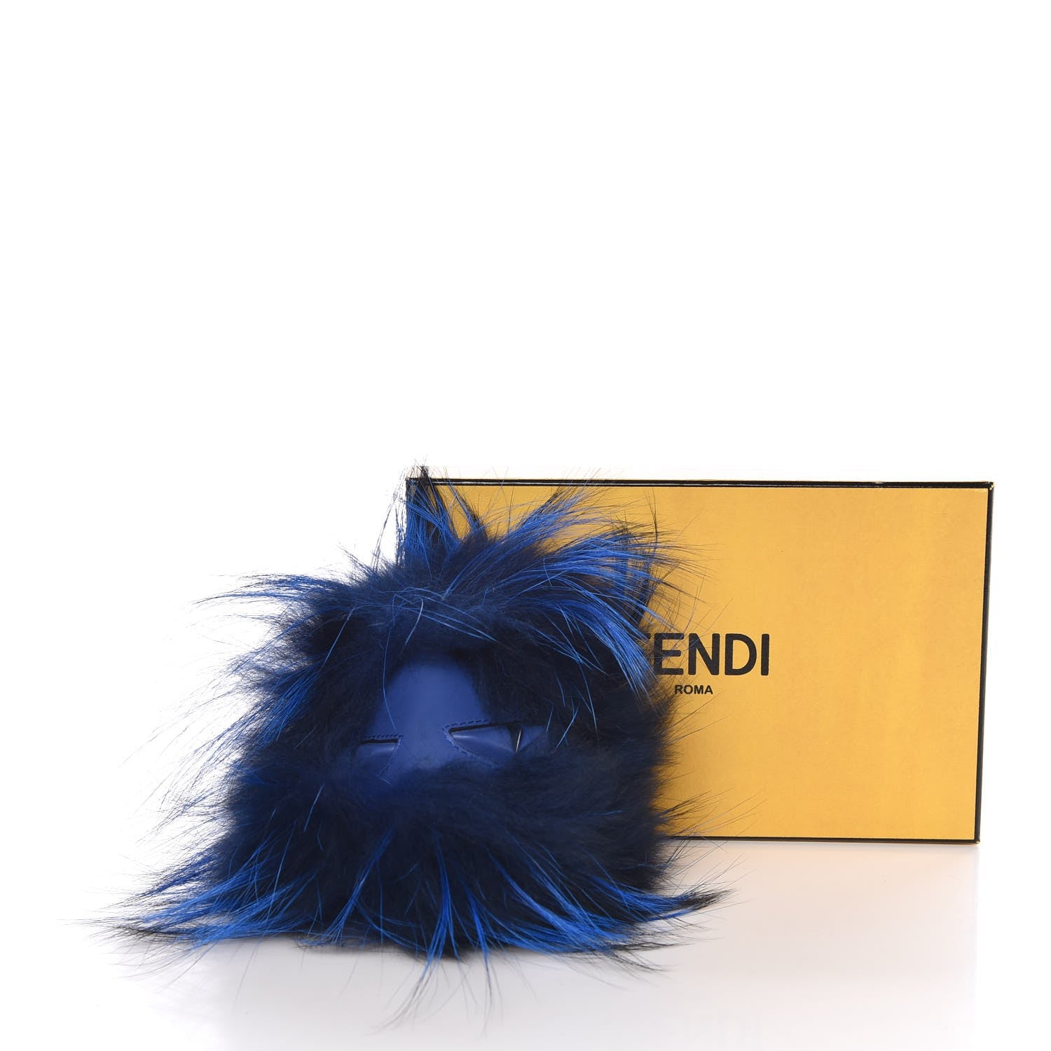 Fendi Fox Fur Vitello Century Monster Bag Bug Cube Charm Neon Blue 4 of 4