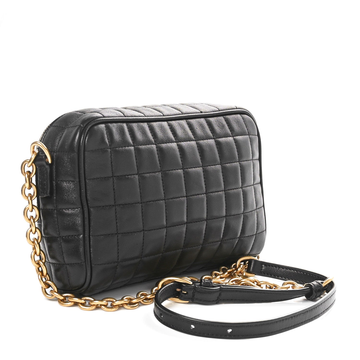 Saint Laurent Lambskin Carre Quilted Cassandre Mini Camera Bag Black 2 of 11