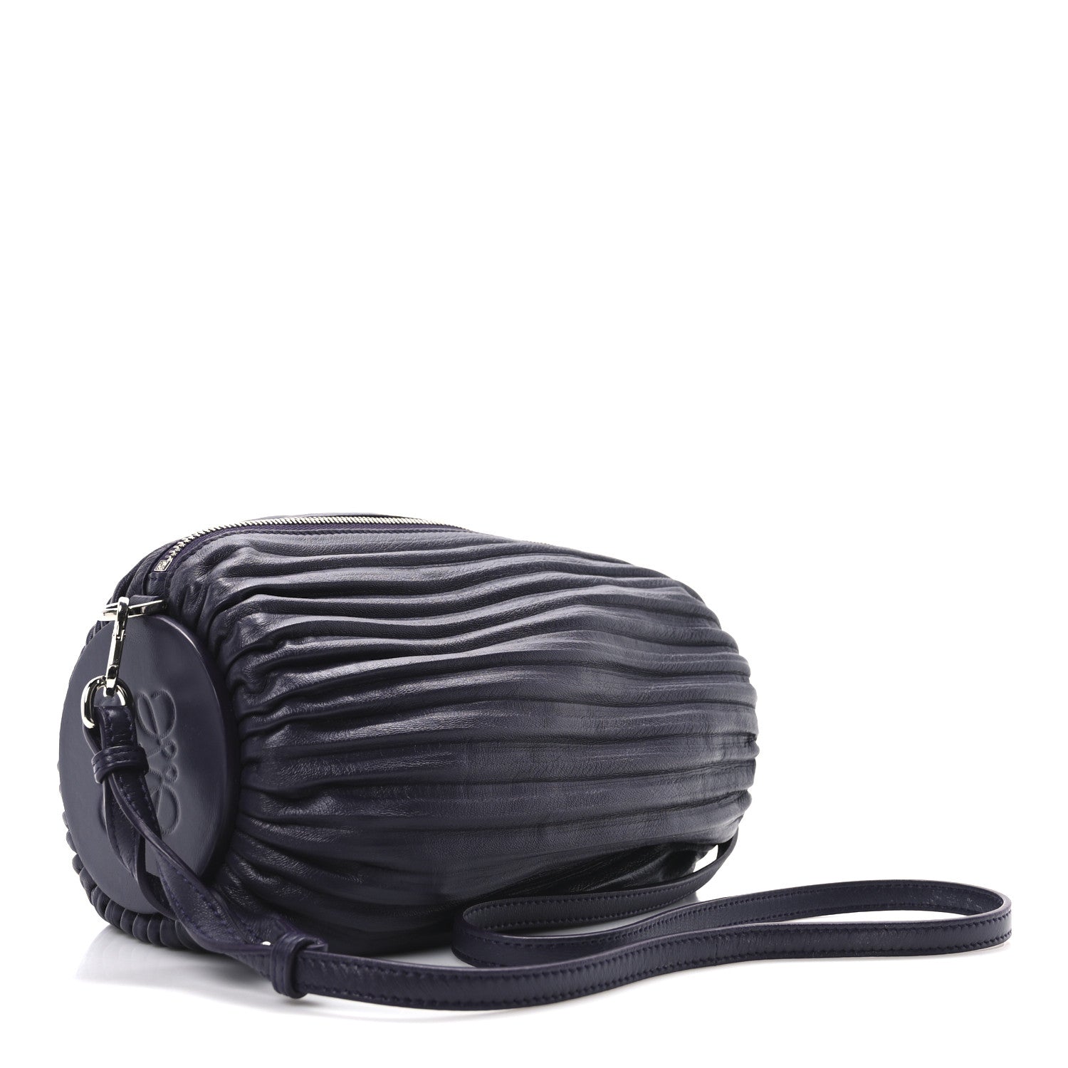 Loewe Lambskin Pleated Bracelet Pouch shoulder Bag Violet 3 of 10