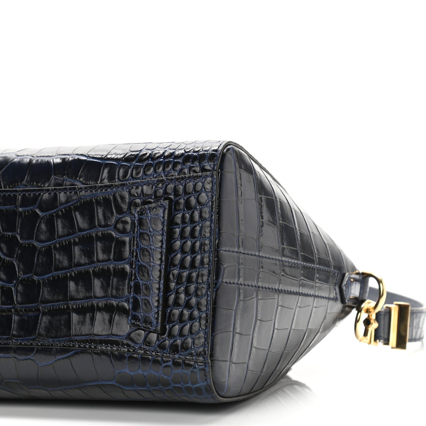Calfskin Crocodile Embossed Small Antigona Navy