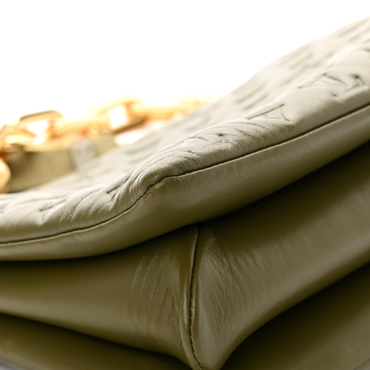 Louis Vuitton Lambskin Embossed Monogram Coussin MM Khaki 13 of 17