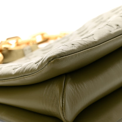 Louis Vuitton Lambskin Embossed Monogram Coussin MM Khaki 13 of 17