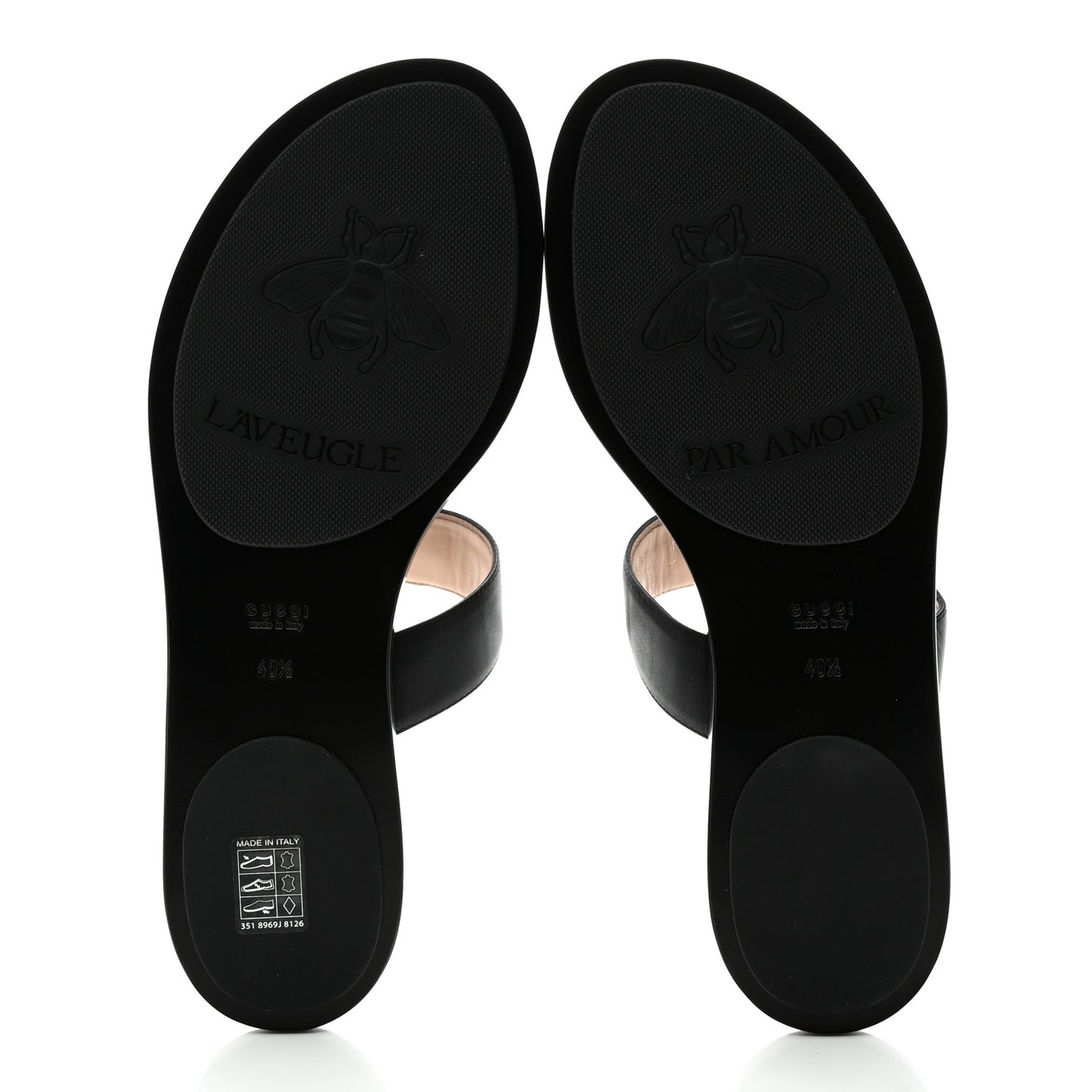 Calfskin GG Marmont Thong Sandals 40.5 Black