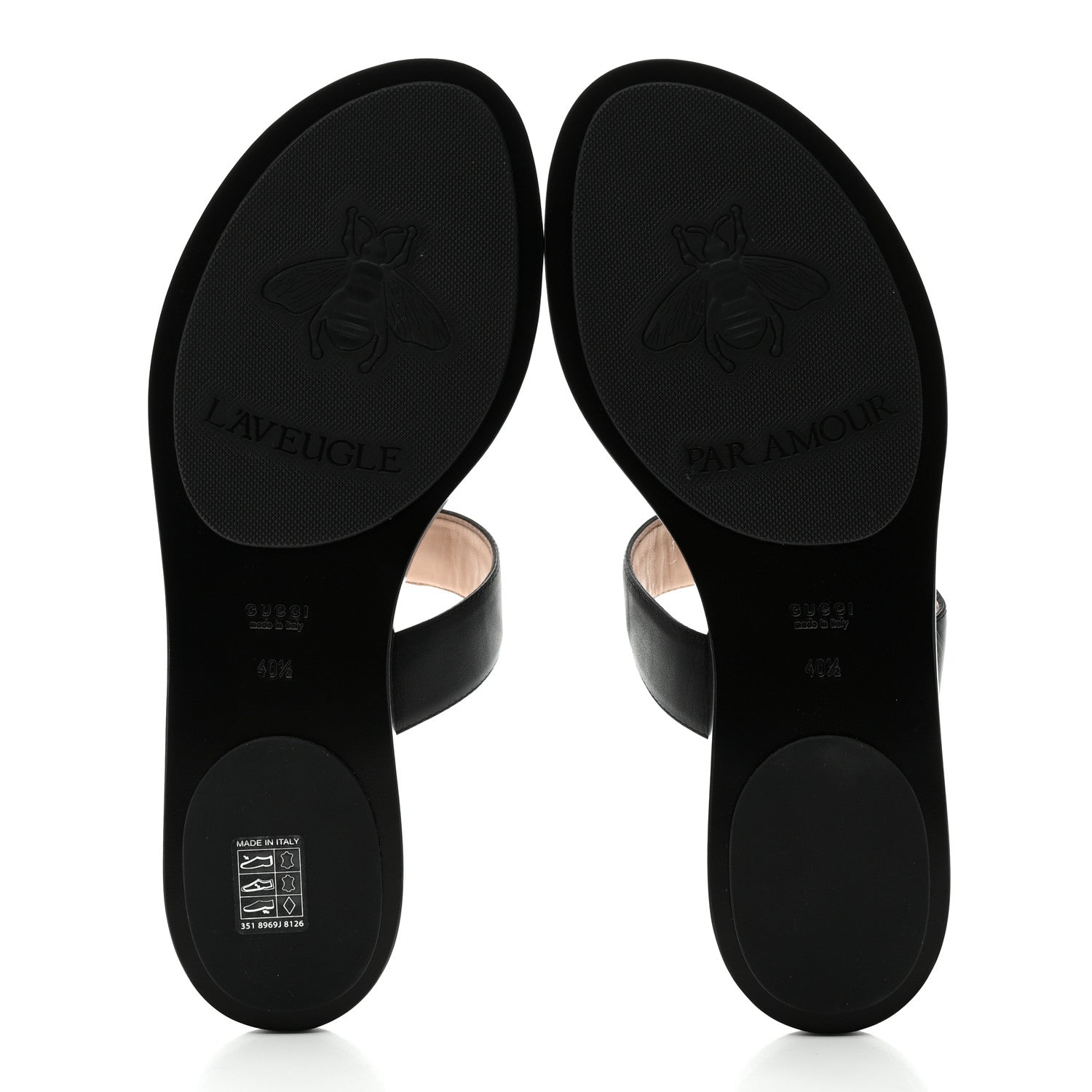 Gucci Calfskin GG Marmont Thong Sandals 40.5 Black 5 of 8
