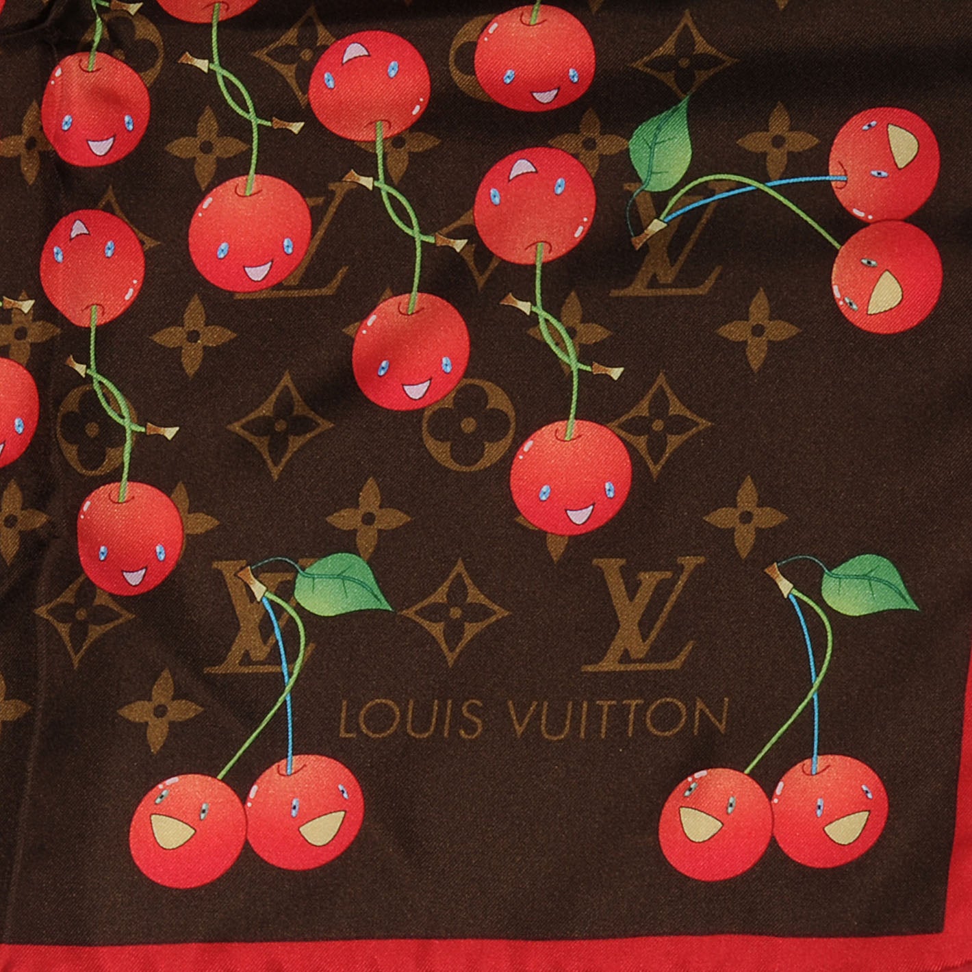 Louis Vuitton Silk Monogram Cerises Scarf 1 of 6