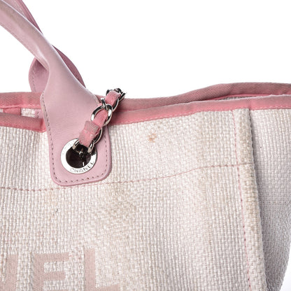 Chanel Canvas Large Deauville Tote White Pink 22 of 24