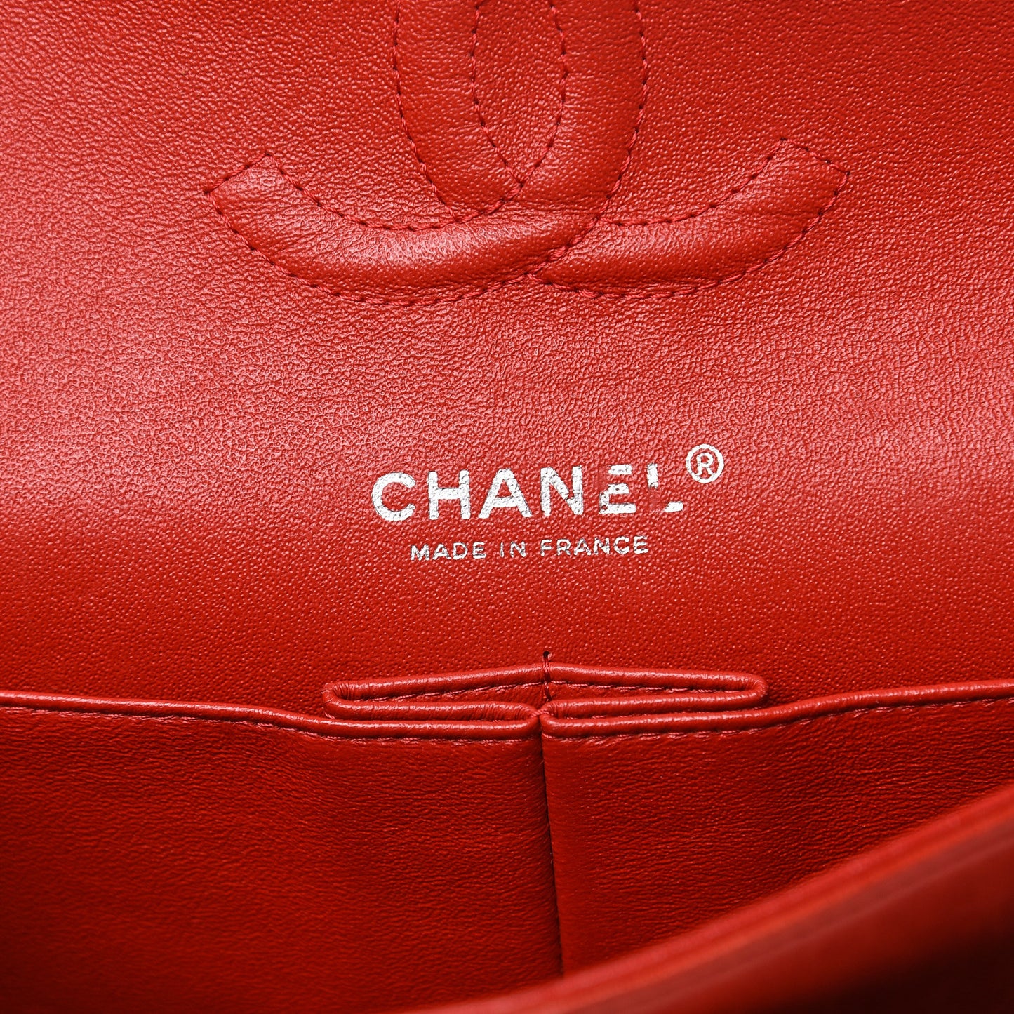 Lambskin Quilted Medium Double Flap Red