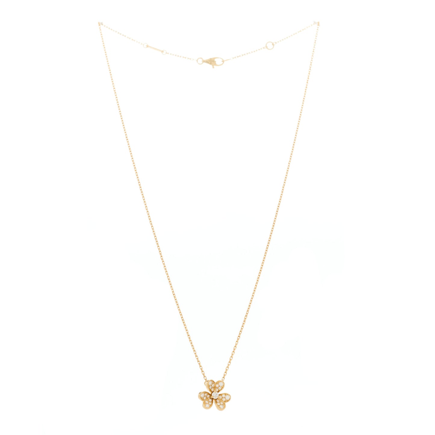 18K Yellow Gold Diamond Mini Frivole Pendant Pave Necklace