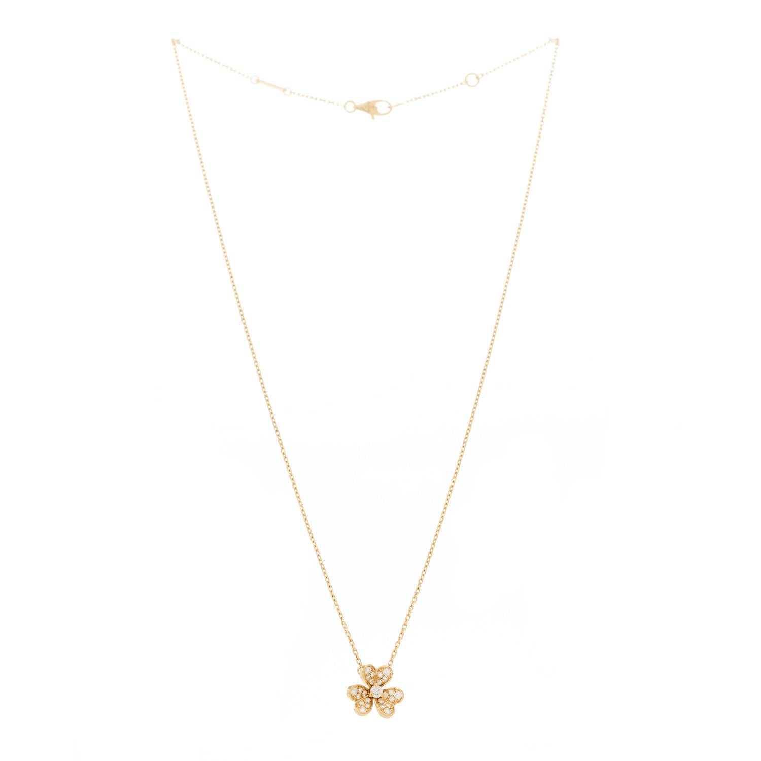Van Cleef & Arpels 18K Yellow Gold Diamond Mini Frivole Pendant Pave Necklace 3 of 6