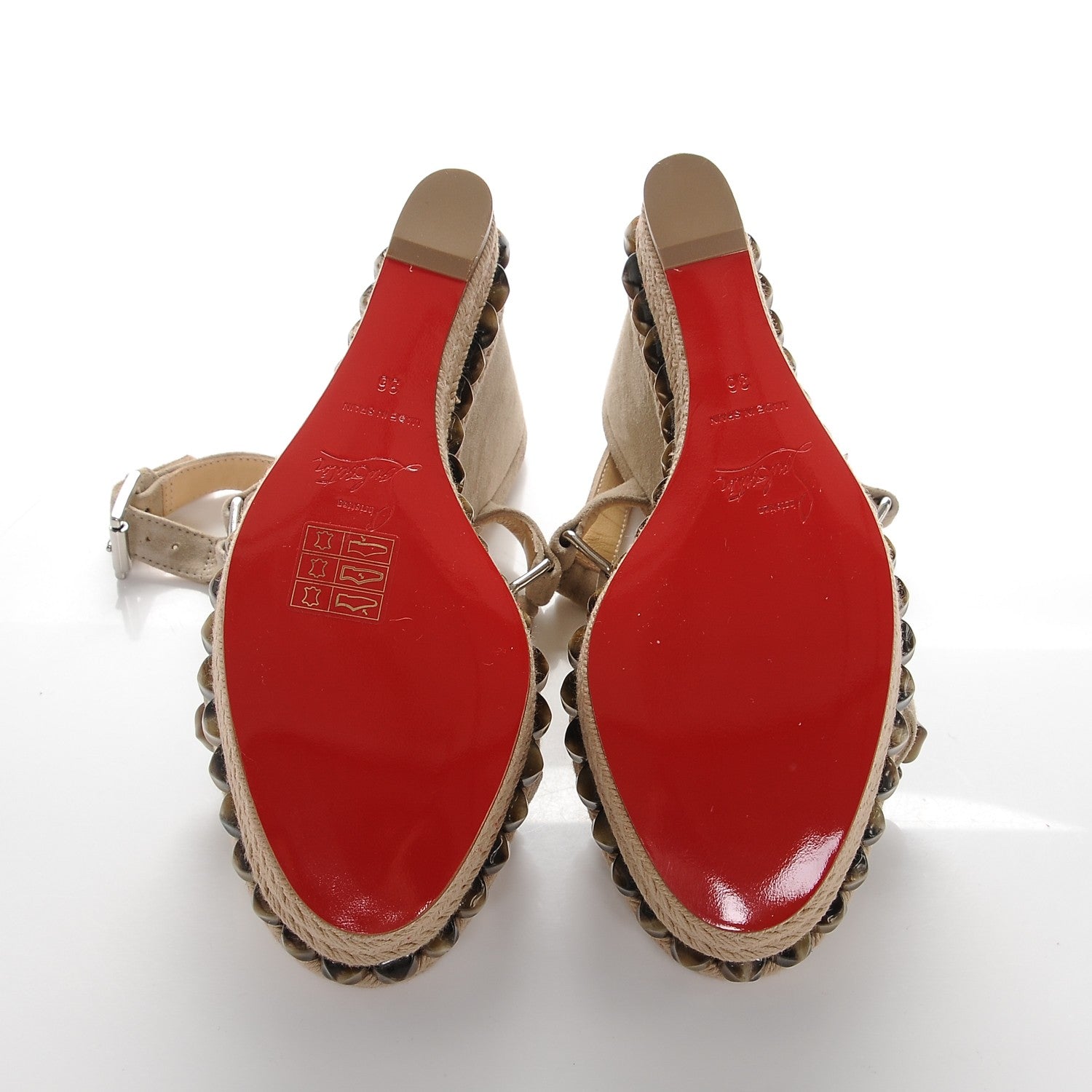 Christian Louboutin Veau Velours Cataclou 120 Wedge Sandals 36 Sable Corne 5 of 7