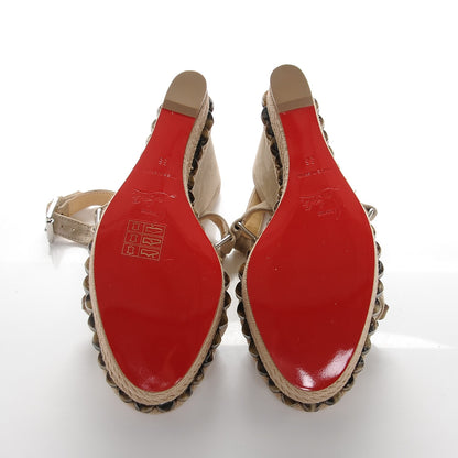 Christian Louboutin Veau Velours Cataclou 120 Wedge Sandals 36 Sable Corne 5 of 7