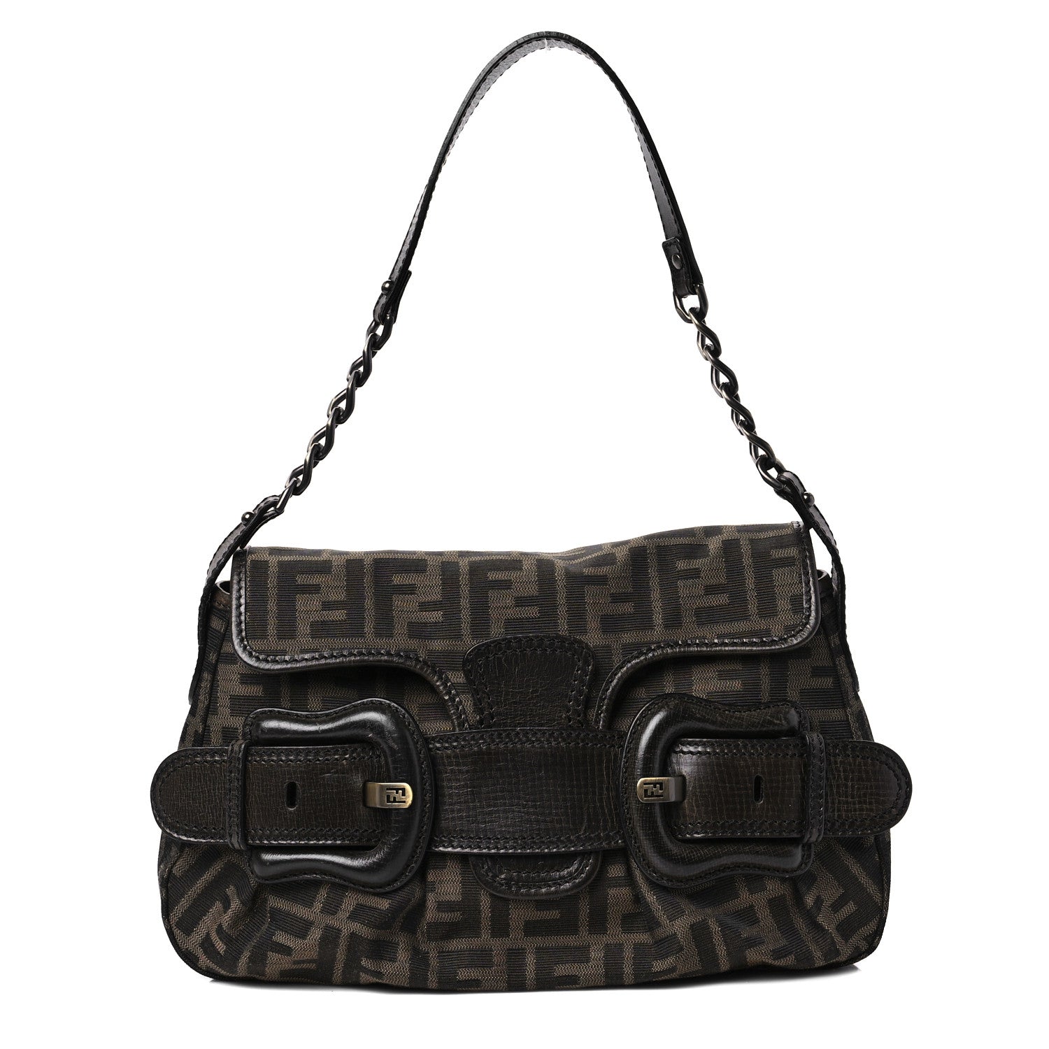 Fendi Zucca B Bis Flap Bag Tobacco Castagna 1 of 6