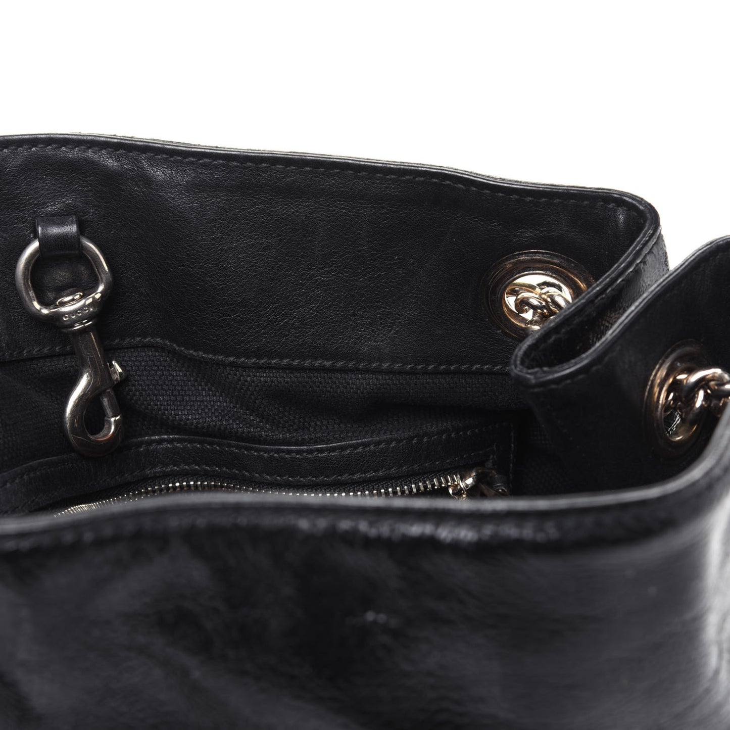 Patent Medium Soho Chain Shoulder Bag Black
