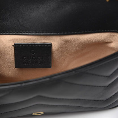 Gucci Calfskin Matelasse Super Mini GG Marmont Shoulder Bag Black 5 of 12