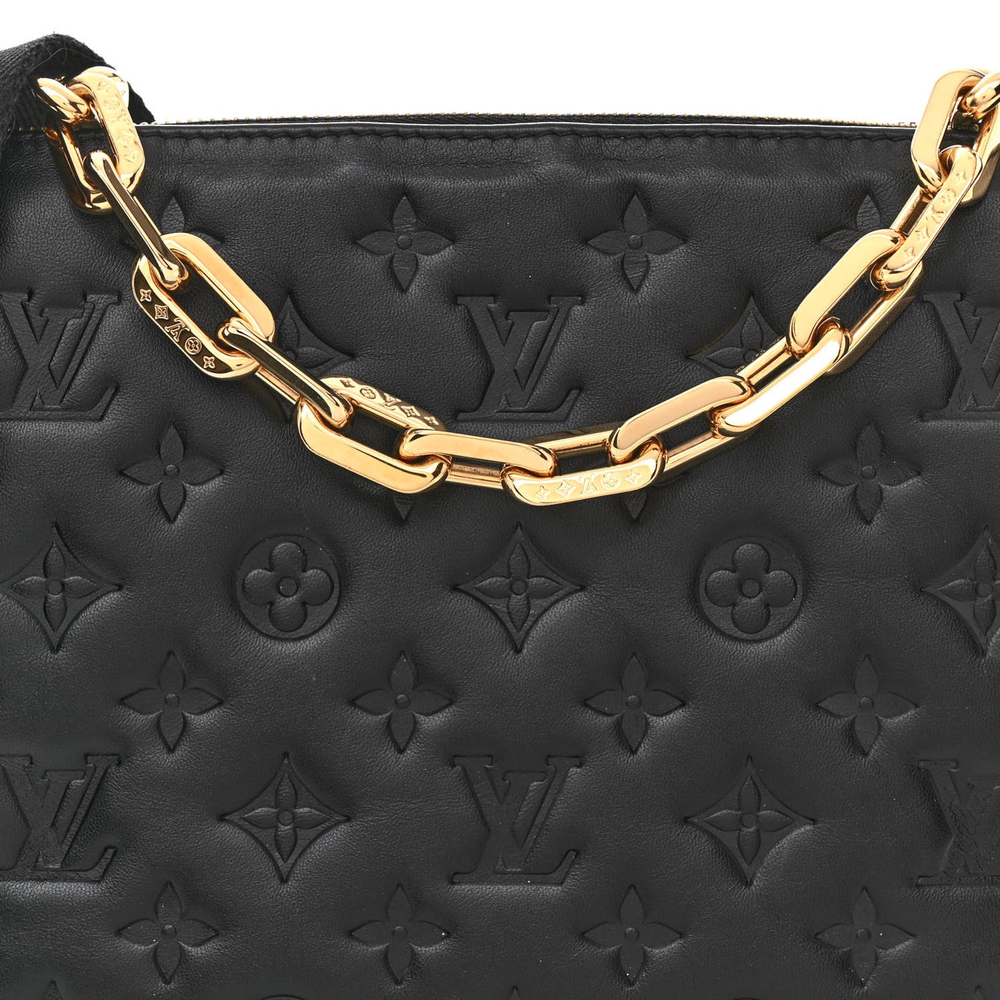 Lambskin Embossed Monogram Coussin PM Black