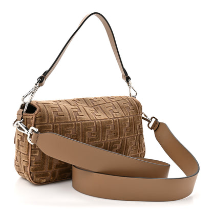 Fendi Velvet Jacquard FF Crystal Baguette Cappuccino 3 of 10