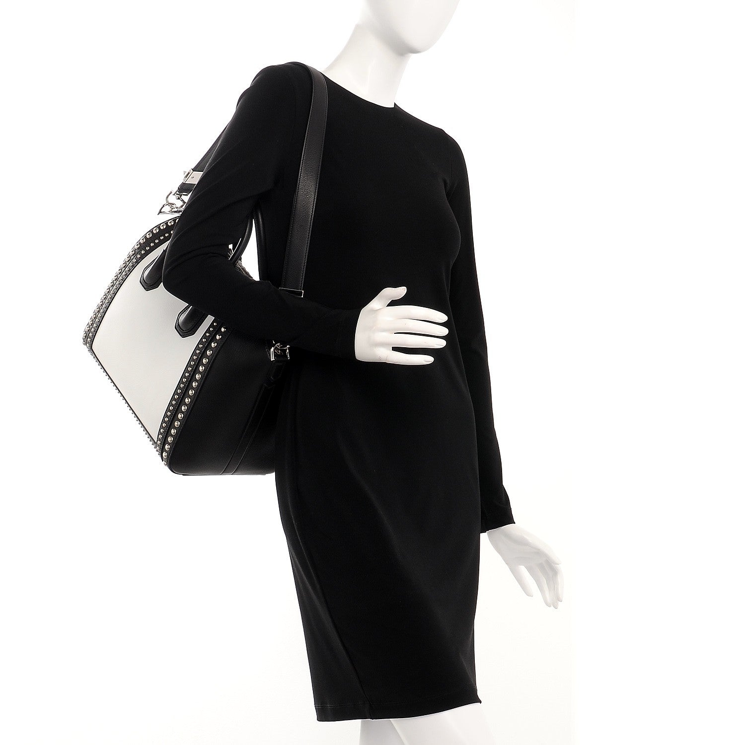 Givenchy Calfskin Medium Studded Bi-Color Antigona Black White 2 of 8