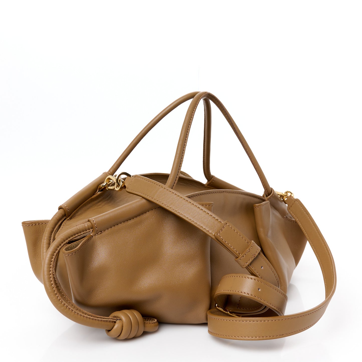 Shiny Nappa Calfskin Small Paseo Bag Oak