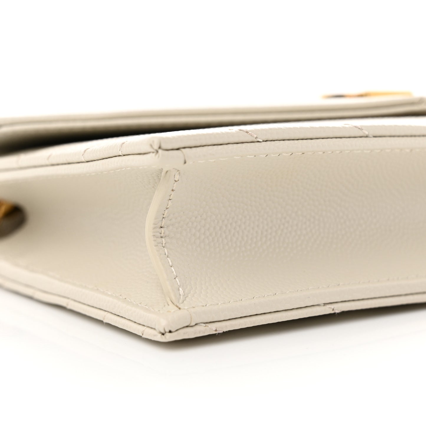 Grain De Poudre Matelasse Chevron Monogram Envelope Chain Wallet Crema Soft