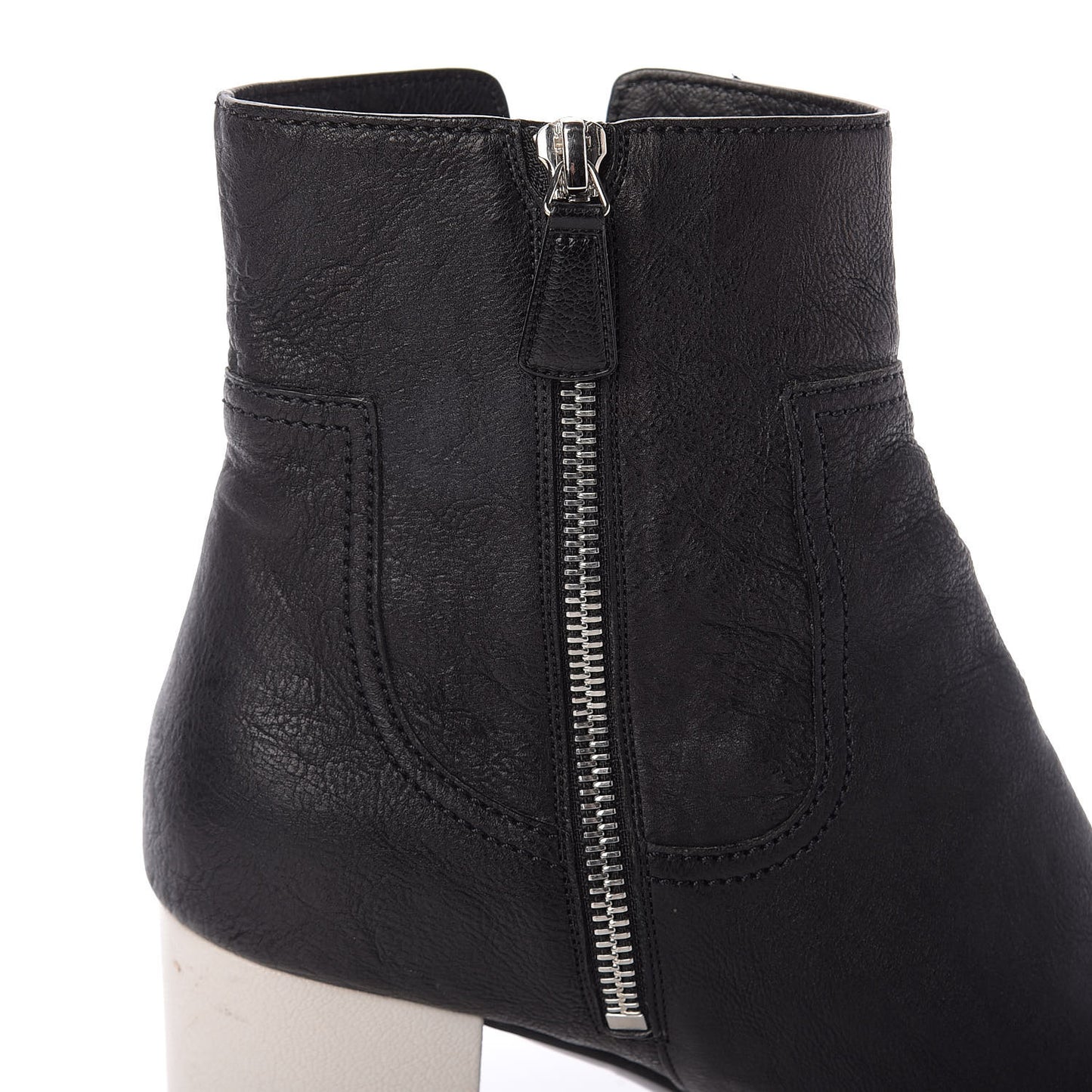 Goatskin Calfskin CC Short Boots 41 Black White