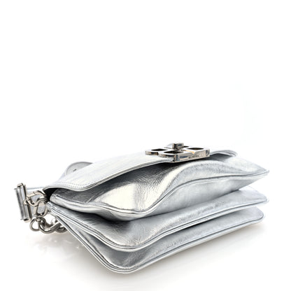 Balenciaga Metallic Peach Calfskin Small BB Soft Flap Bag Silver 4 of 8