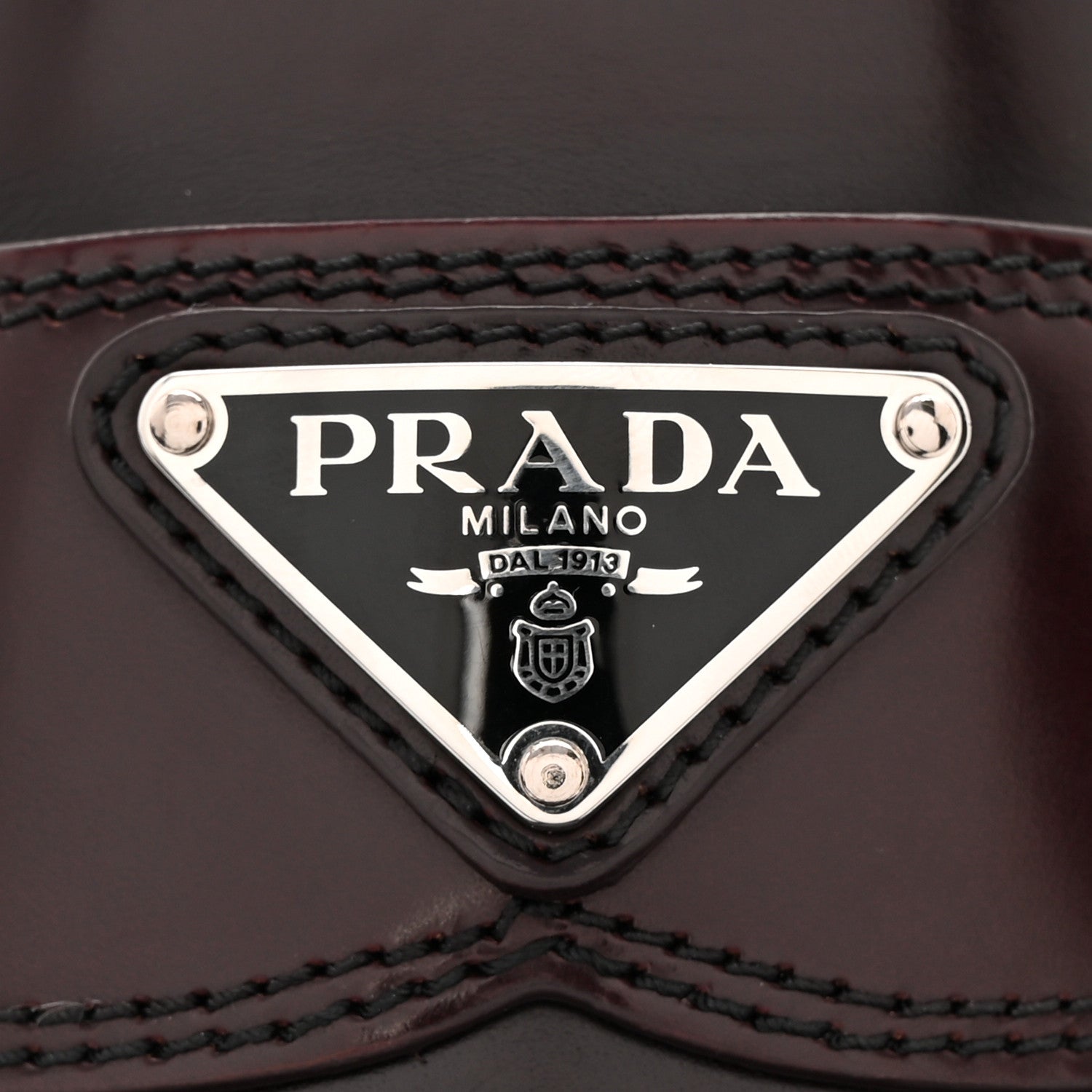 Prada Spazzolato Metal Triangle Logo 50mm Loafers 38.5 Cordovan 10 of 14