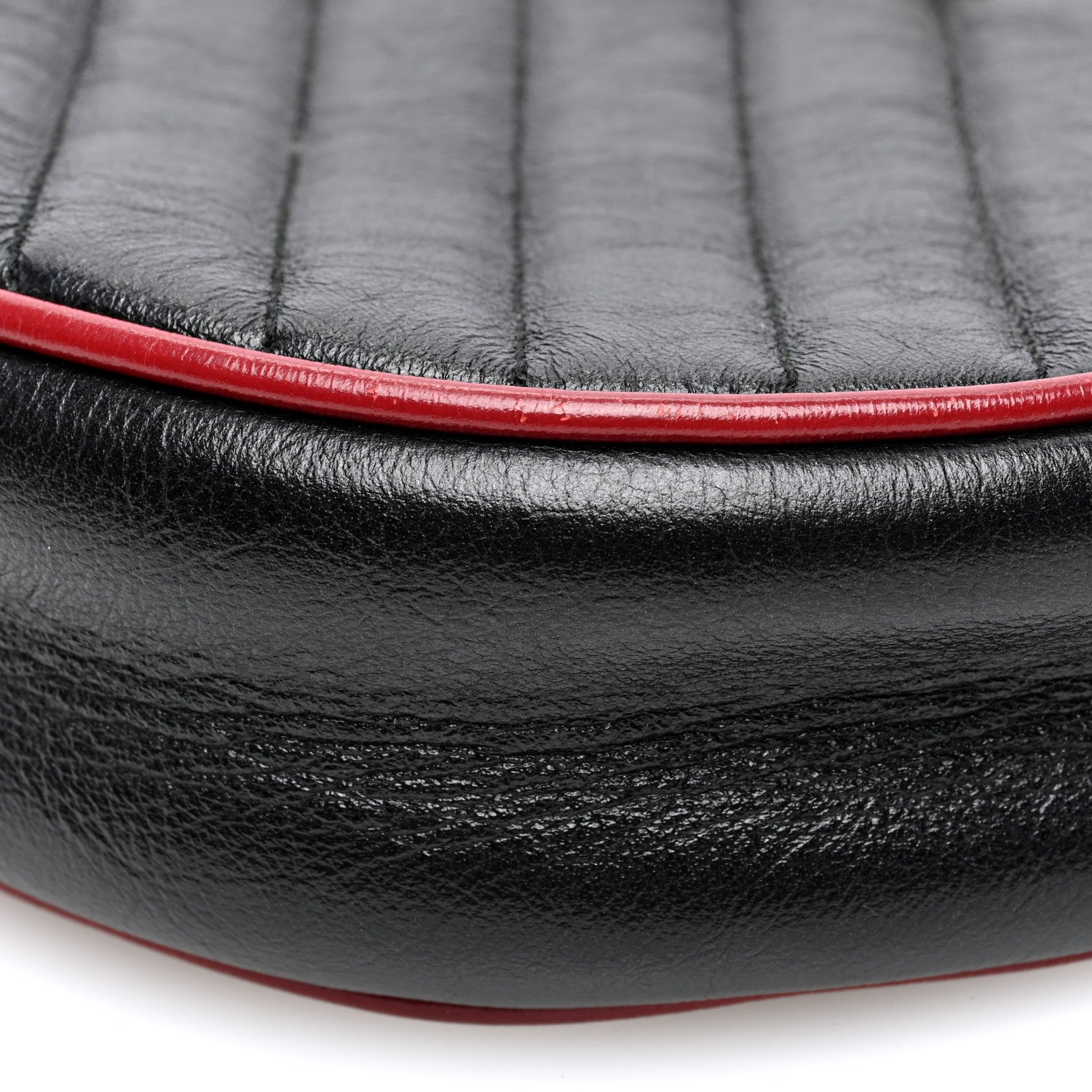 Gucci Vintage Effect Calfskin Matelasse Diagonal Mini Torchon GG Marmont Round Shoulder Bag Black Romantic Cherry 10 of 10