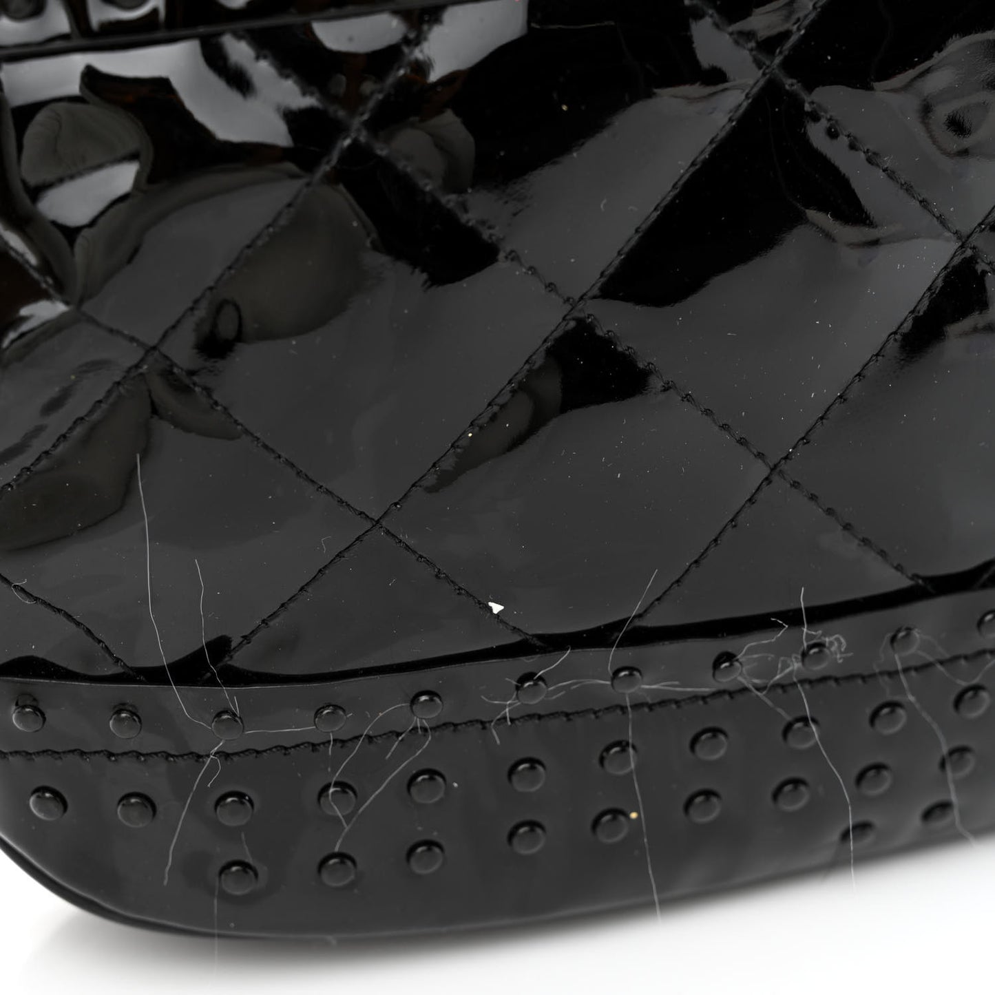 Patent Quilted Studded Brooke Hobo Black
