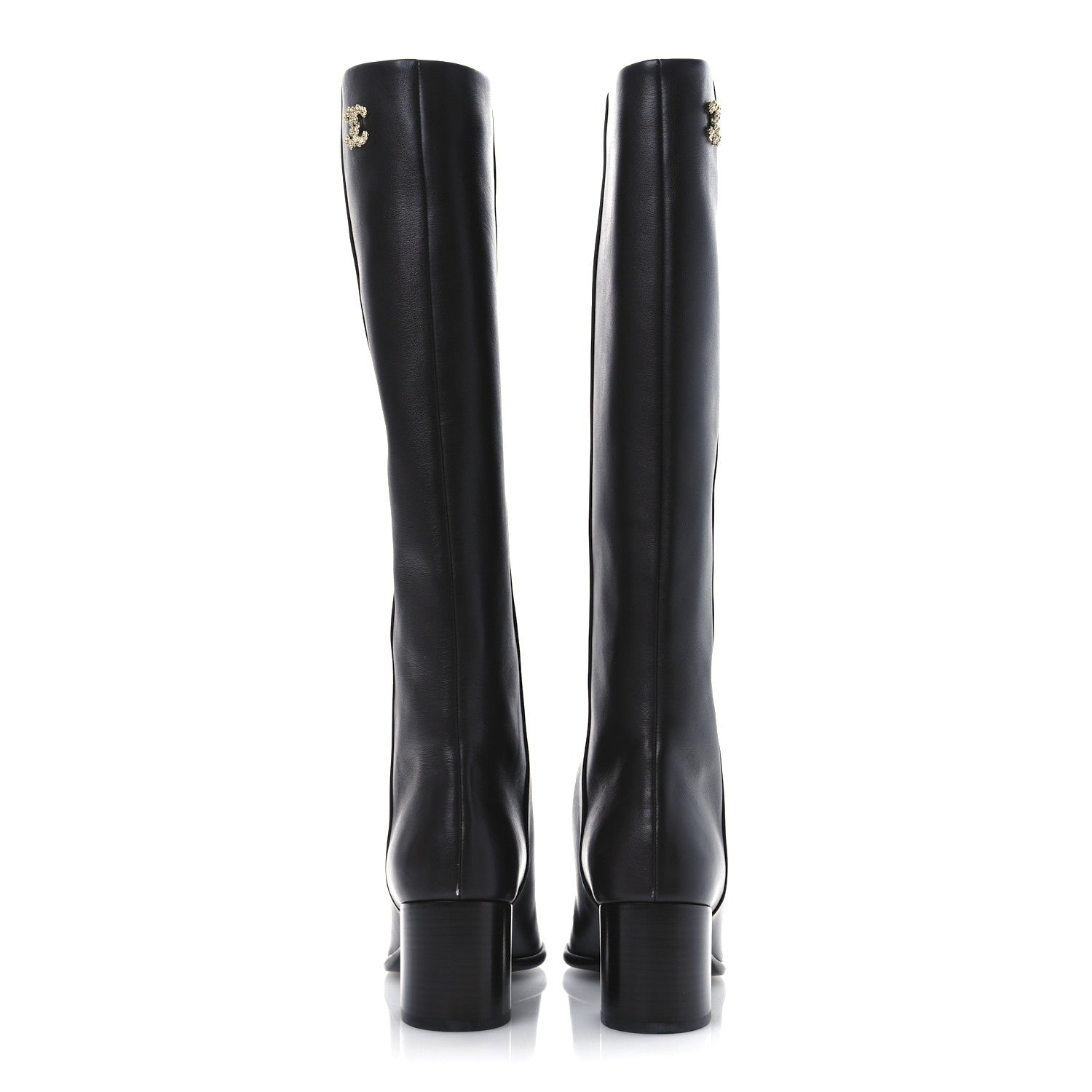 Chanel Calfskin CC High Boots 37.5 Dark Brown 6 of 13