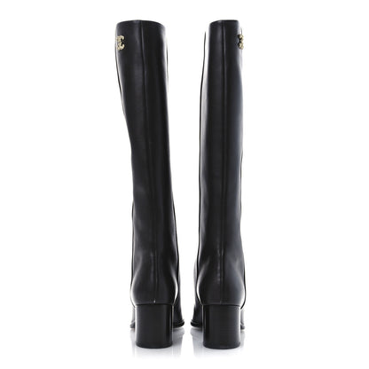 Chanel Calfskin CC High Boots 37.5 Dark Brown 6 of 13